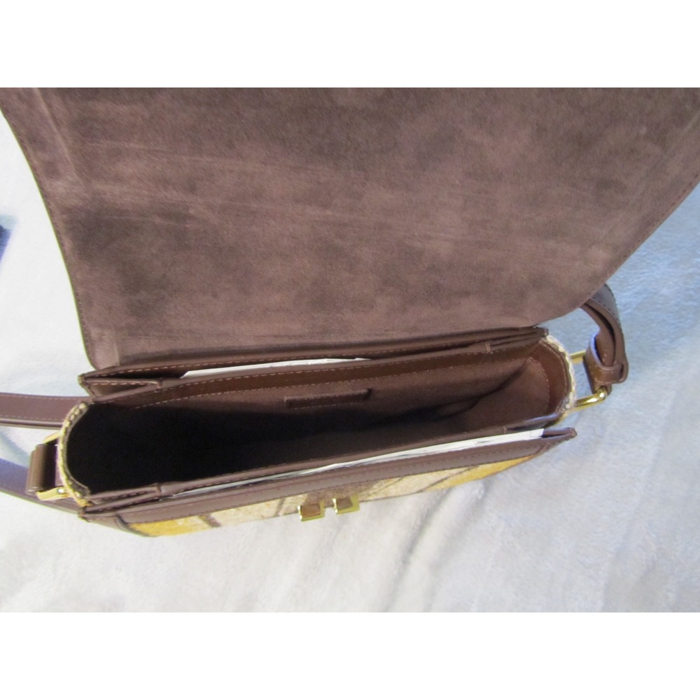 A.P.C. Grace Small Striped Woven Leather Shoulder Bag Brown Ochre Gold Hardware - Picture 5 of 9
